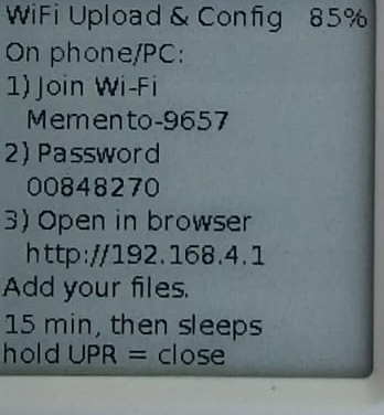 Device Wi-Fi config screen